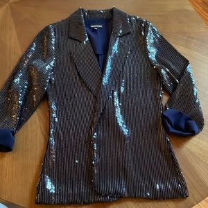 Navy sequinned fashion blazer